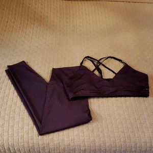 Space dye Deep Plum/Black 7/8 Leggings and matching Sports Bra